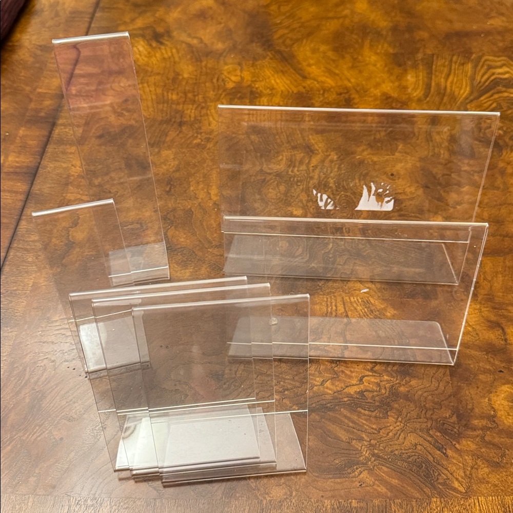 7 Clear lucite Plastic picture photo frame Card Holders 4” x 6” 5” x 7” 6” x 8”